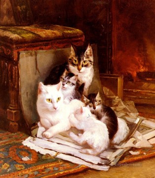 ヘンリエット・ロナー・クニップ Painting - ハッピーリッターの動物猫ヘンリエット・ロナー・クニップ
